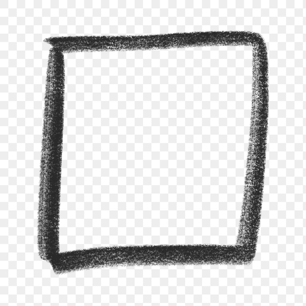 Square doodle png black sticker, transparent background