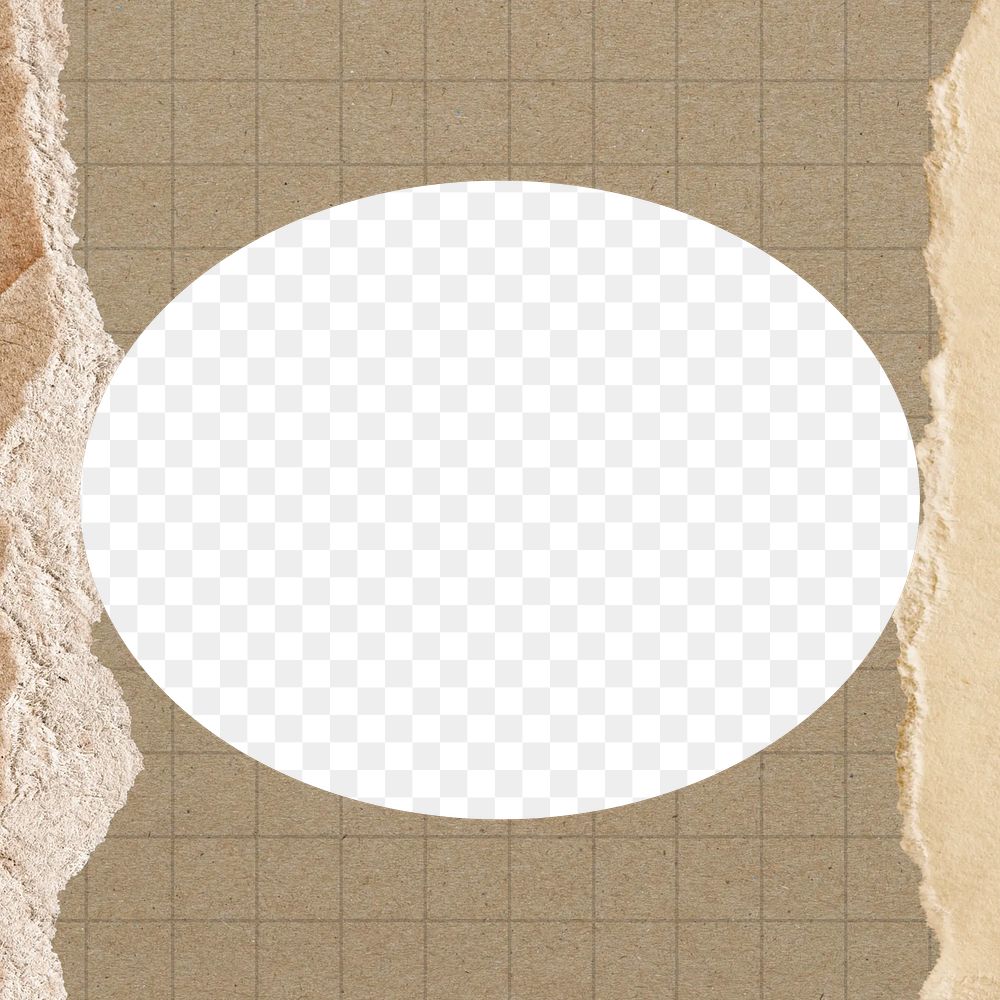 Oval frame png brown grid paper, transparent background