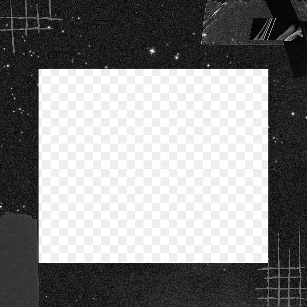 Black frame png, abstract design, transparent background