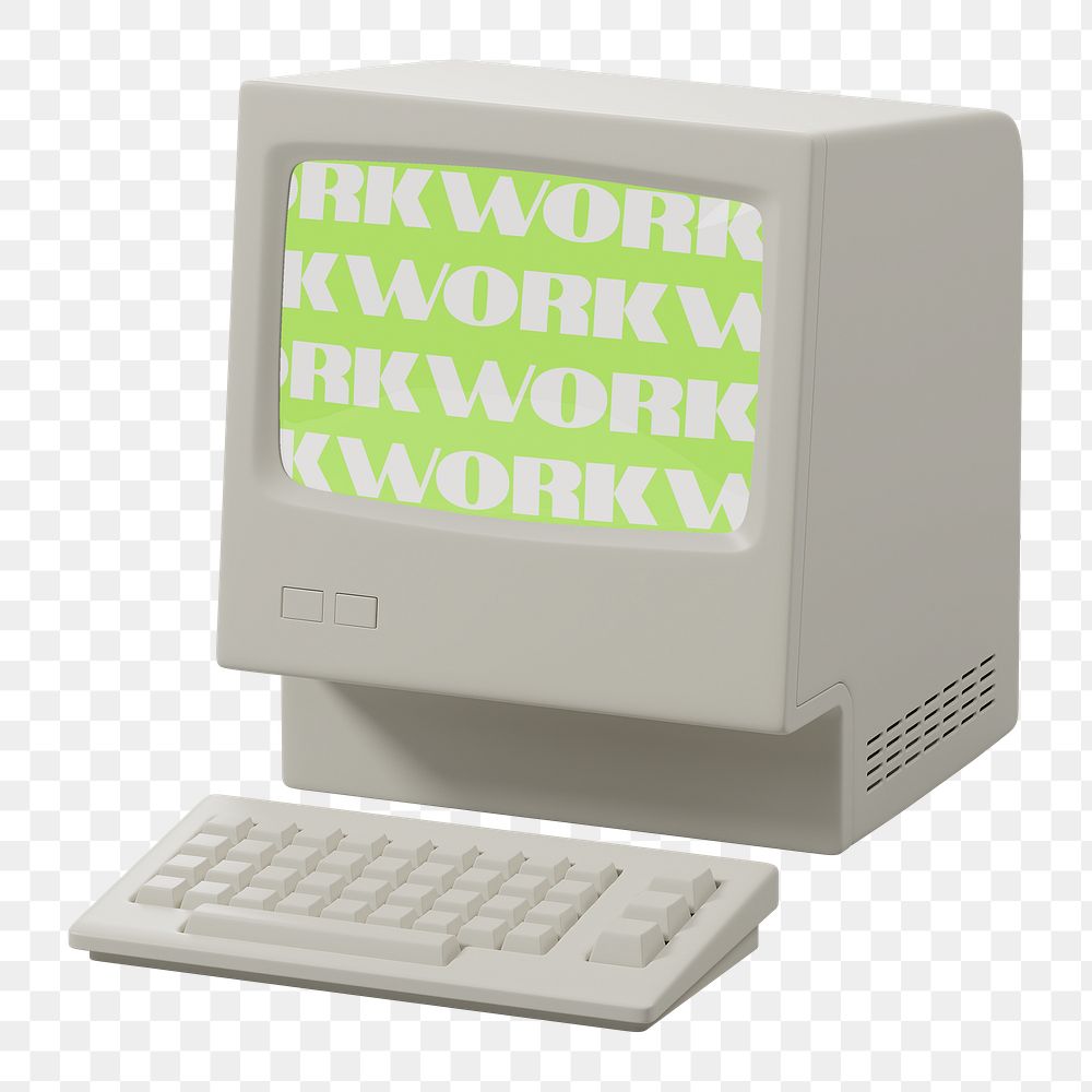 Y2K computer png sticker, transparent background
