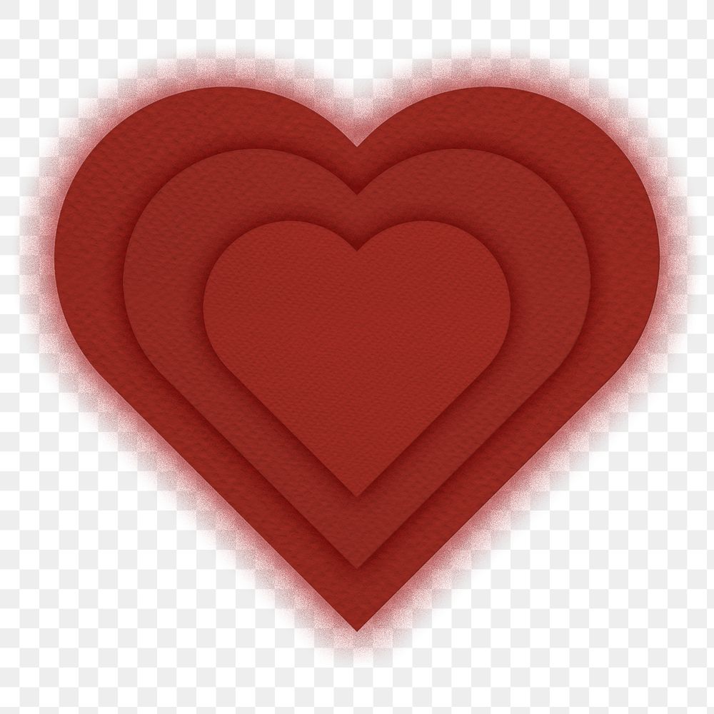 Glowing red heart png sticker, transparent background