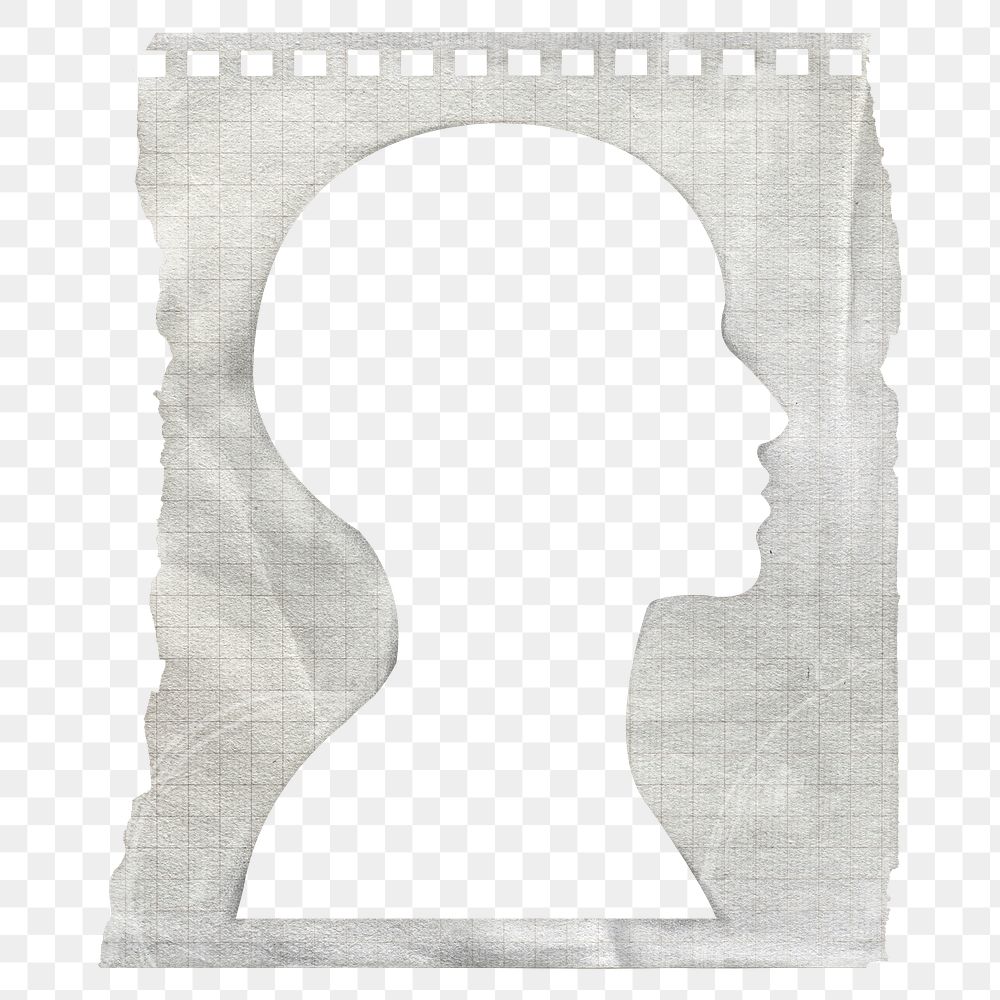 Human head paper frame png sticker, transparent background