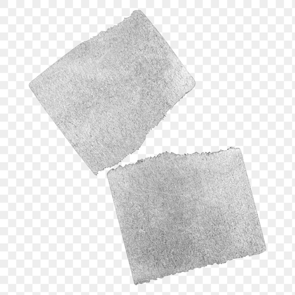 Ripped paper png black and white journal sticker, transparent background