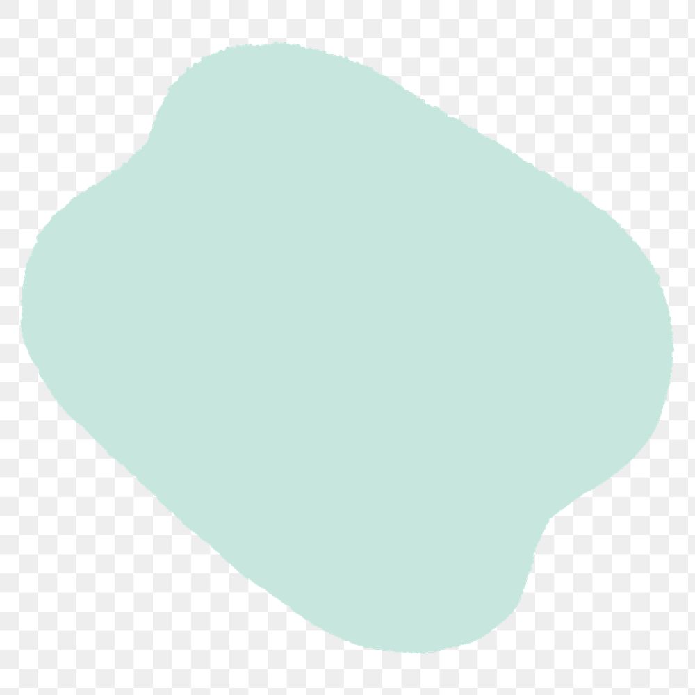 Teal organic shape png element, transparent background