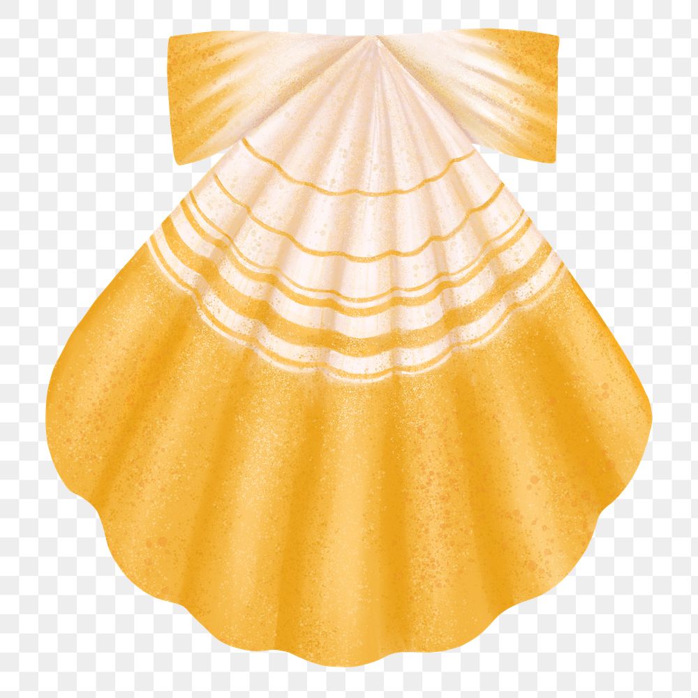Yellow scallop shell png sticker illustration, transparent background