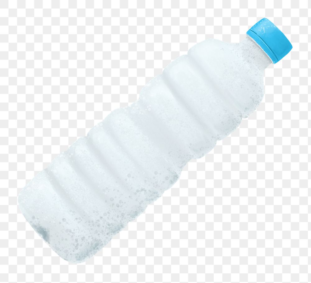 Plastic bottle png sticker, trash pollution illustration, transparent background
