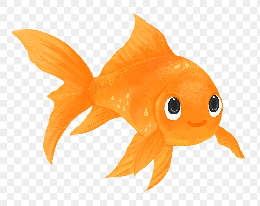 Cute goldfish png sticker, animal illustration, transparent background