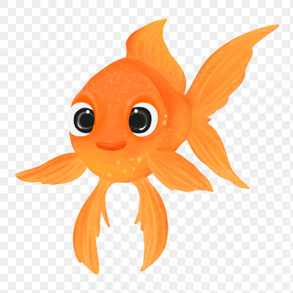 Cute goldfish png sticker, animal illustration, transparent background