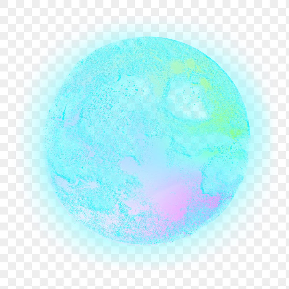 Aesthetic neon earth png sticker illustration, transparent background