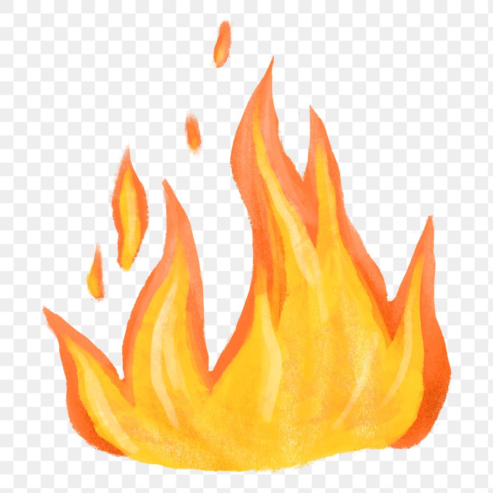 Fire flames png sticker illustration, transparent background