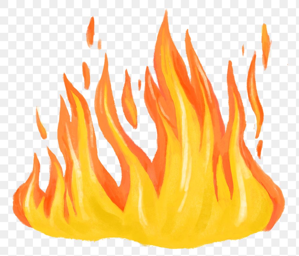 Fire flames png sticker illustration, transparent background