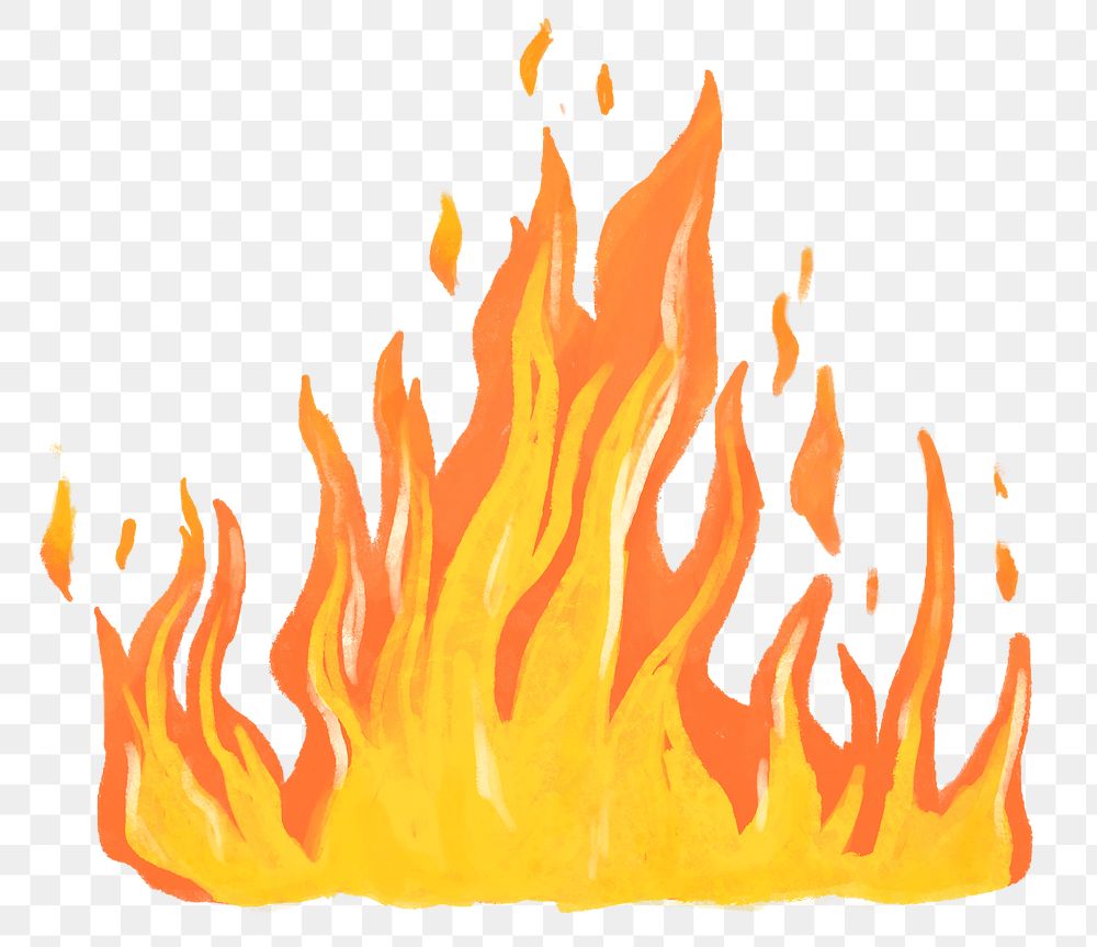 Fire flames png sticker illustration, transparent background