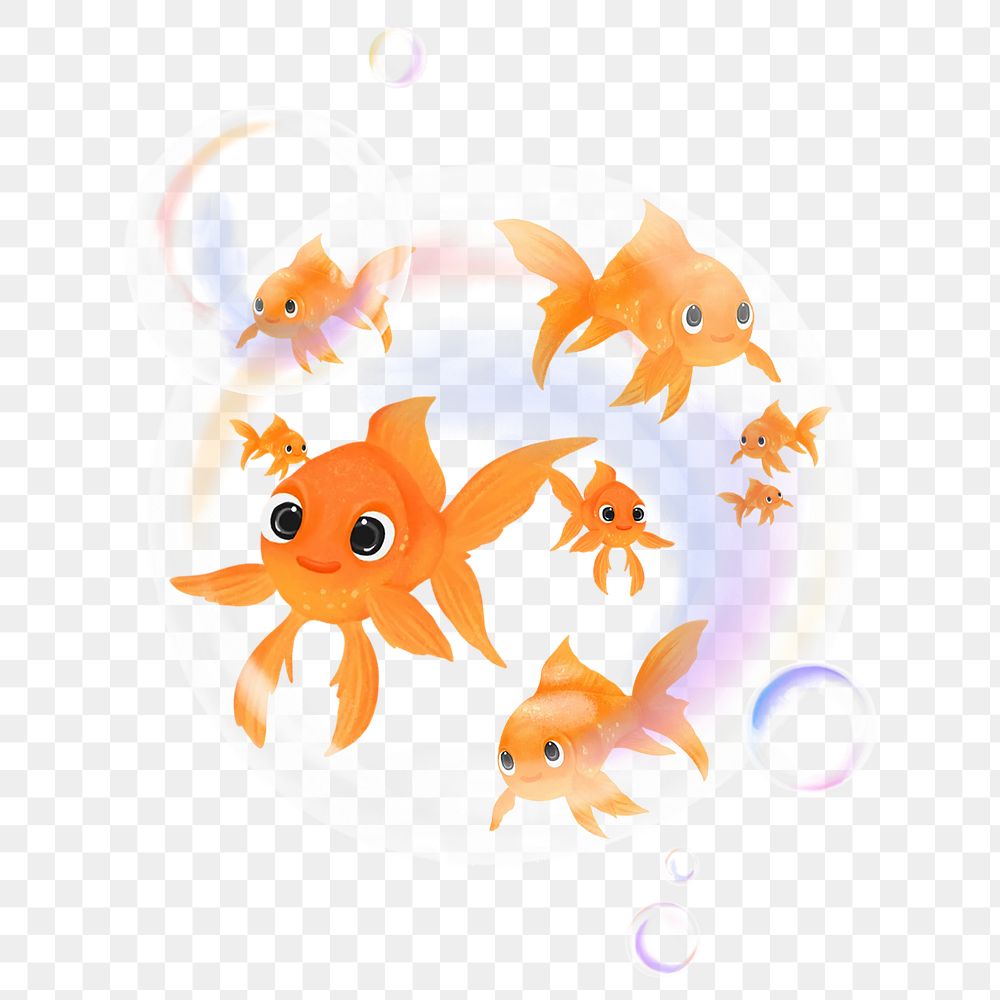 Goldfish png sticker, animal illustration, transparent background