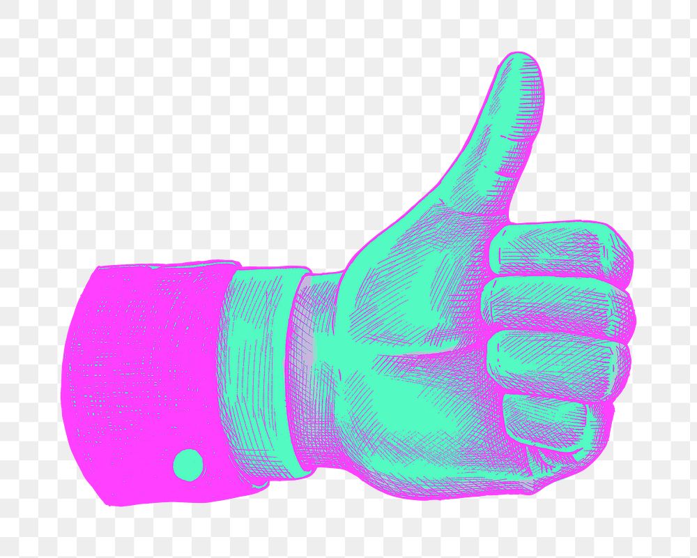 Thumbs up png green & pink, transparent background