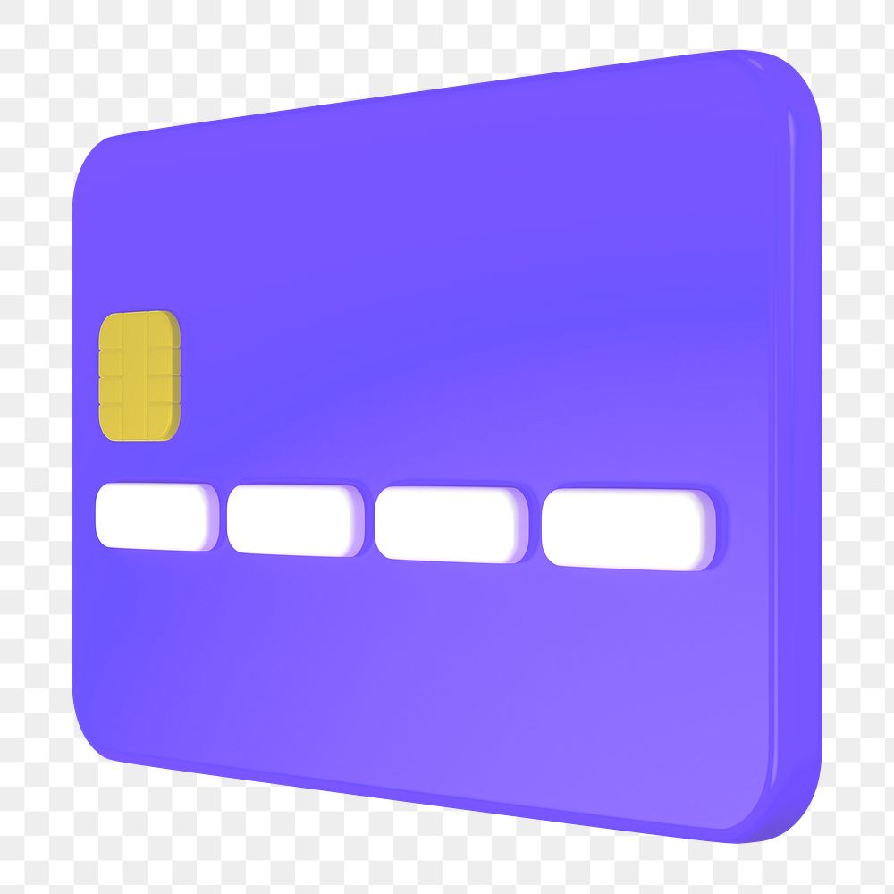 3D credit card png, transparent background