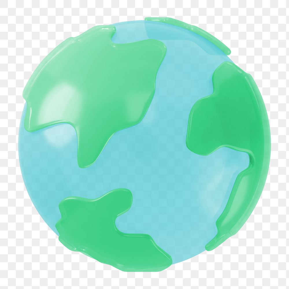 3D globe png icon, transparent background