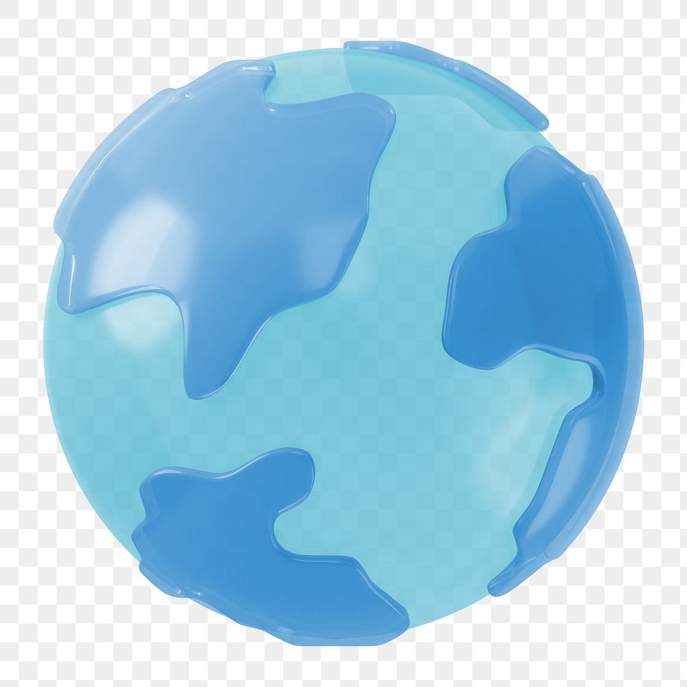 3D globe png icon, transparent background