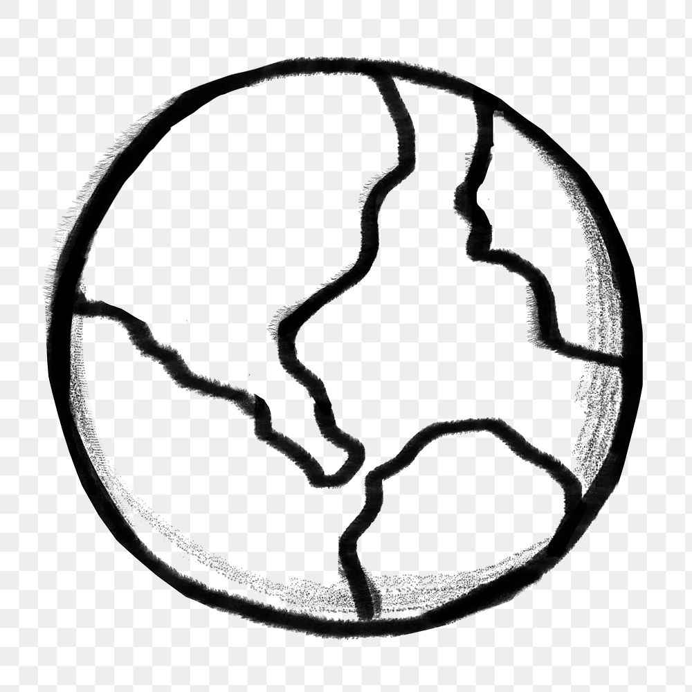 Globe doodle png, transparent background