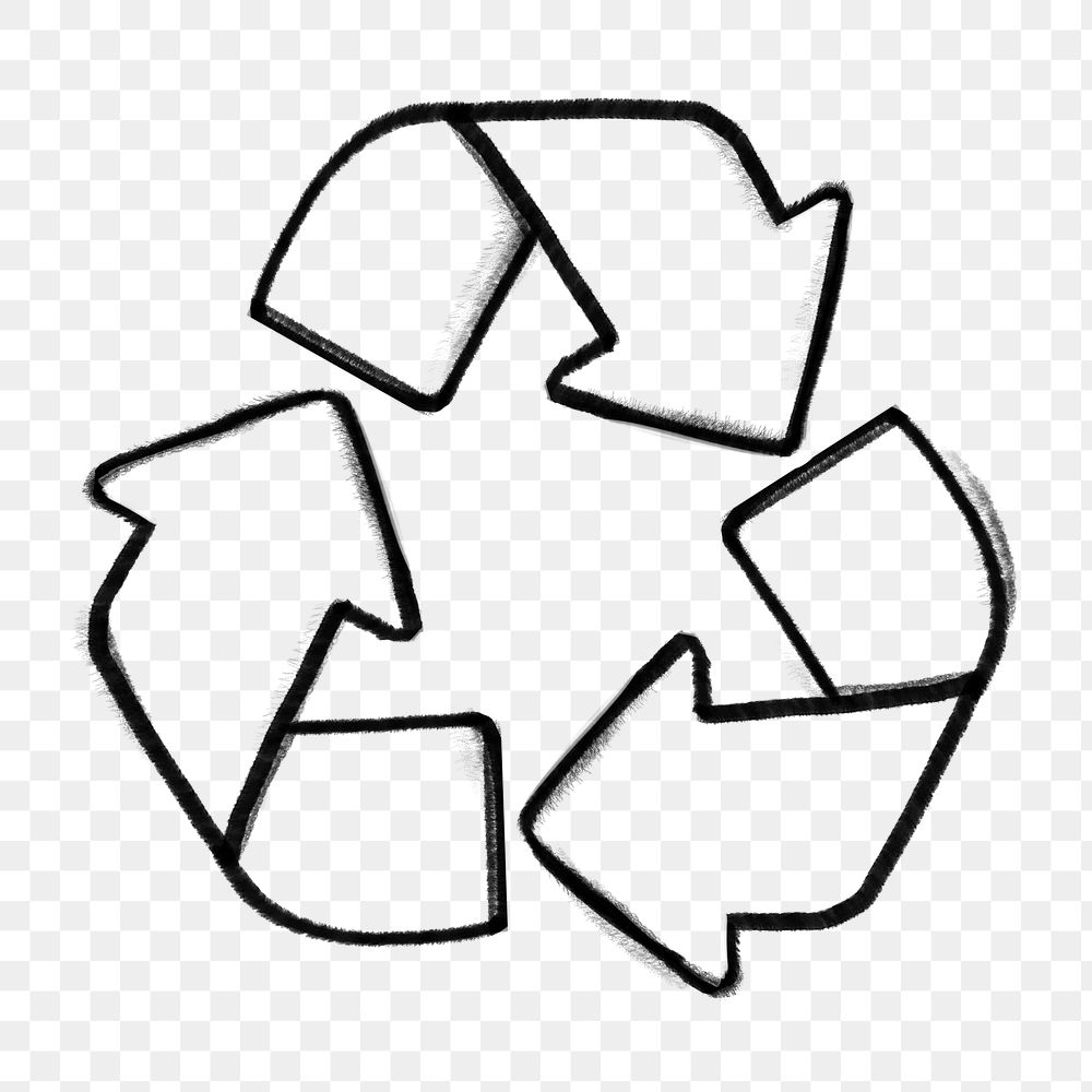 Recycle symbol png doodle, transparent background