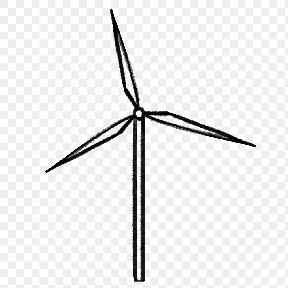 Wind turbine png doodle, transparent background