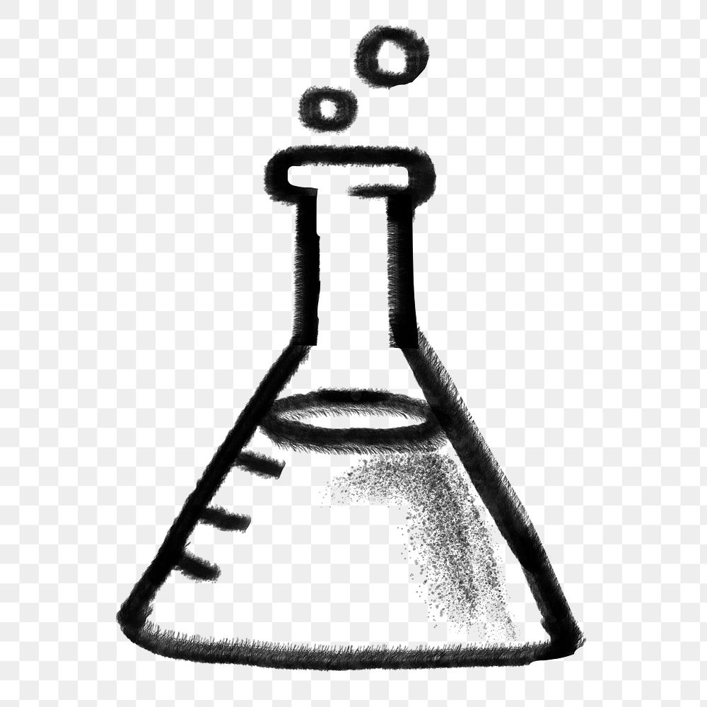 Science beaker png doodle, transparent background