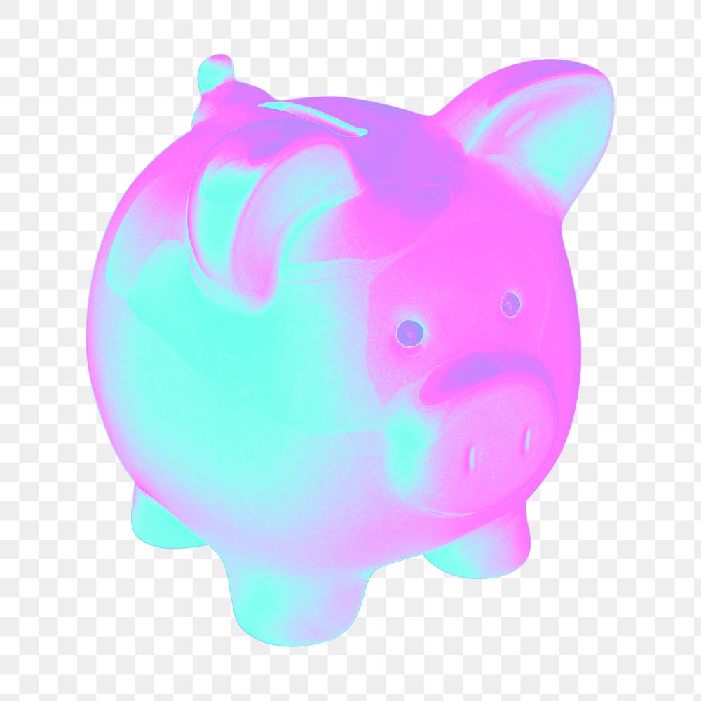 Piggy bank png 3D gradient, transparent background