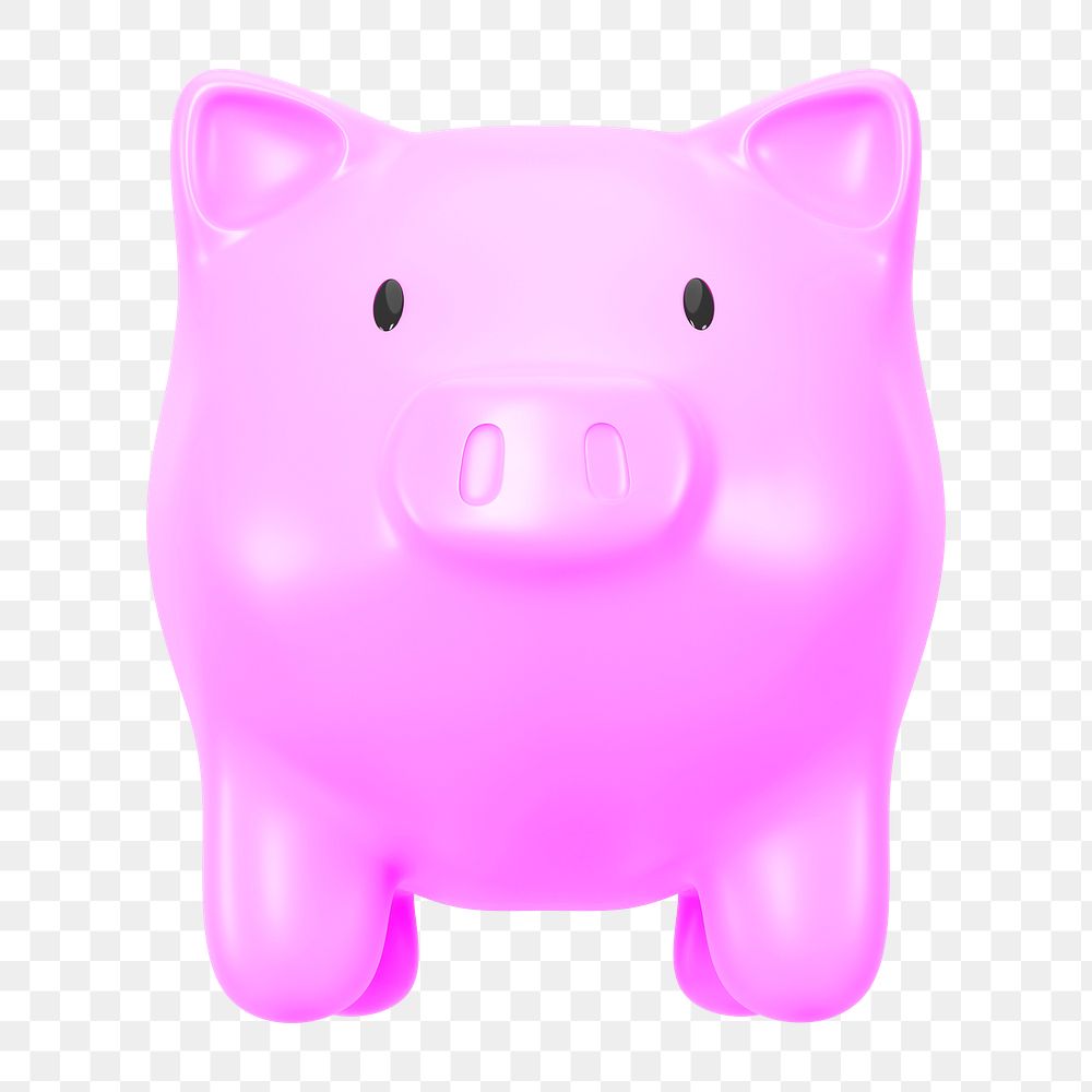 Piggy bank png 3D, transparent background