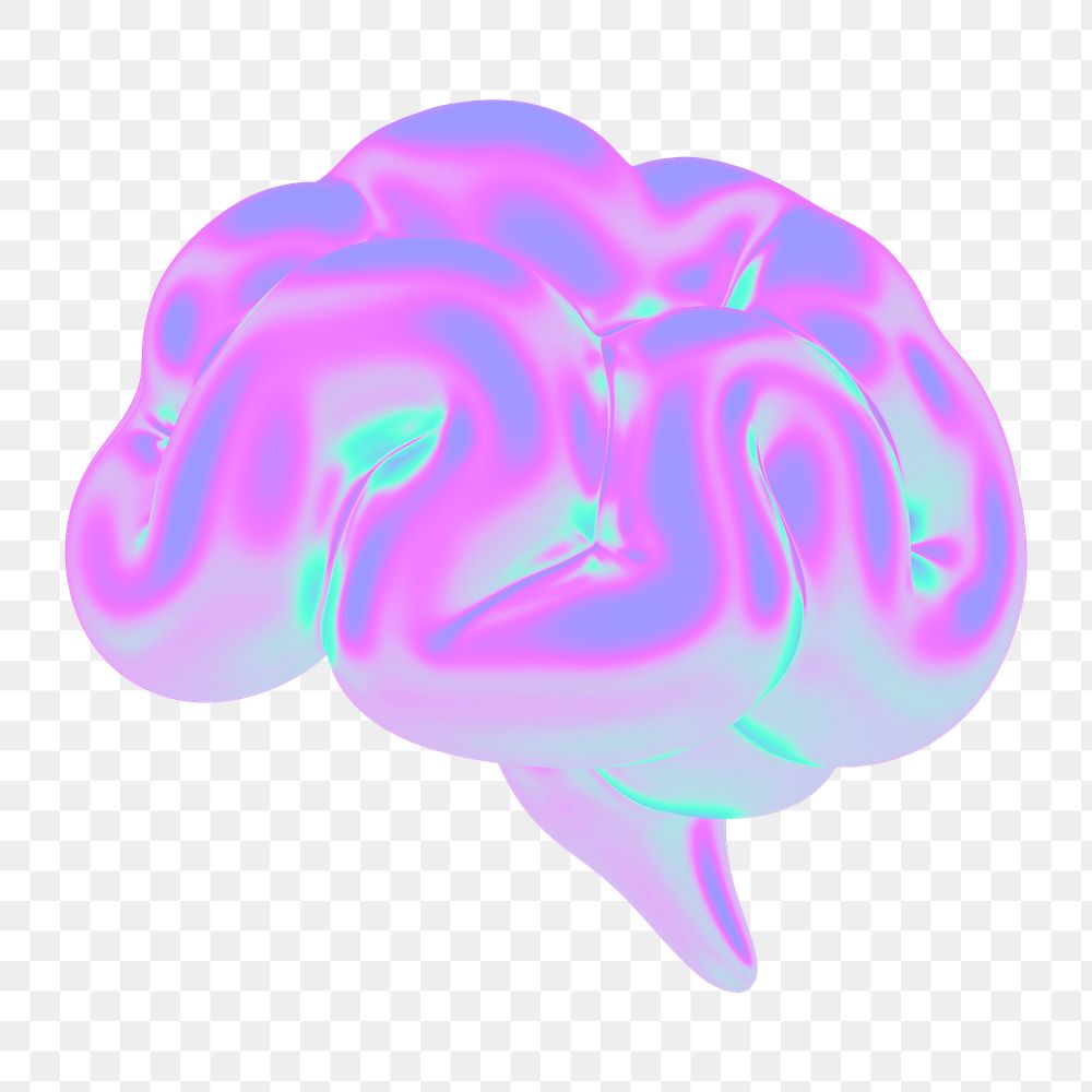 Brain png 3D gradient, transparent background