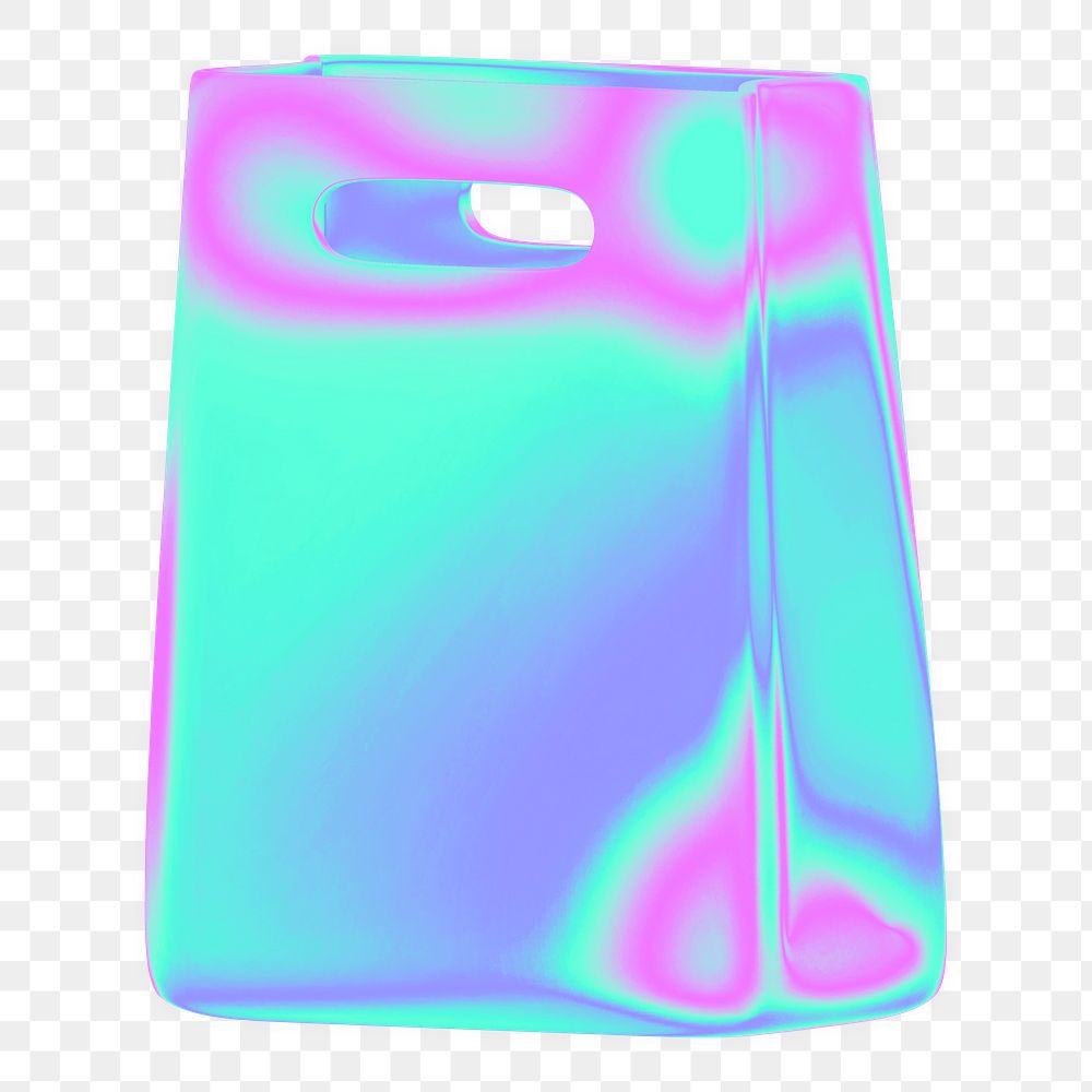 Shopping bag png 3D gradient, transparent background