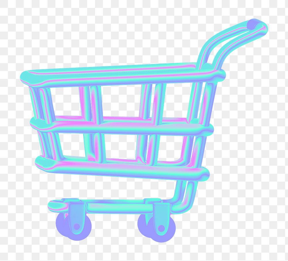 Shopping cart png 3D gradient, transparent background
