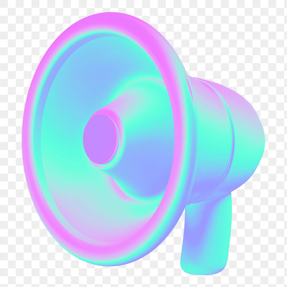 Megaphone png 3D gradient, transparent background