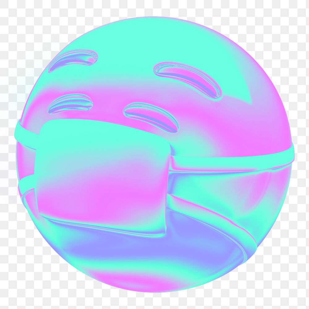 Face mask png 3D gradient, transparent background