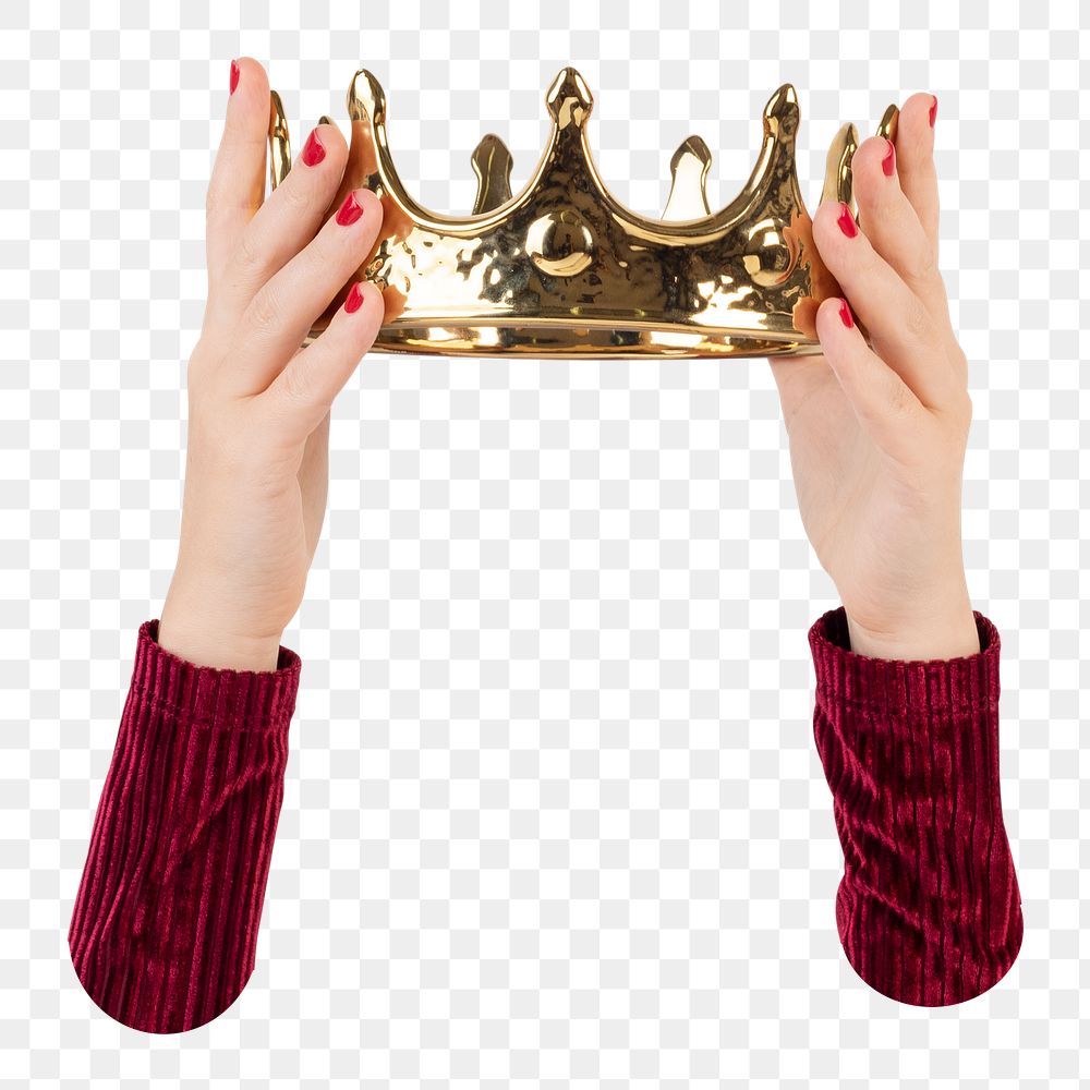 Crown png hand, transparent background