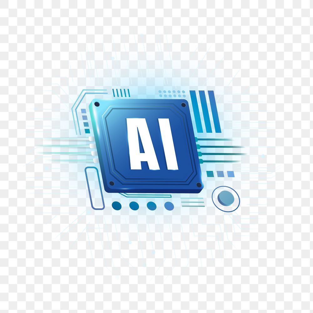 AI technology microchip png, transparent background