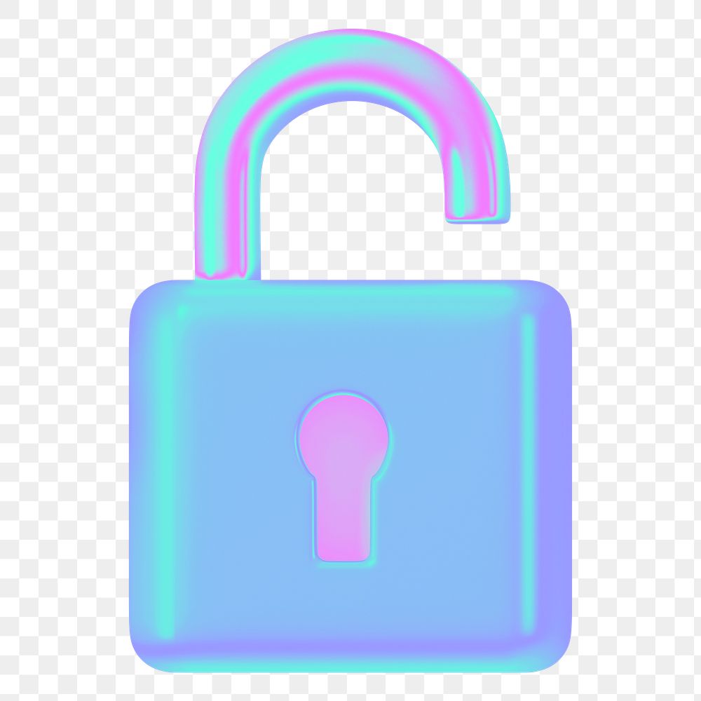 Padlock security png 3D gradient, transparent background