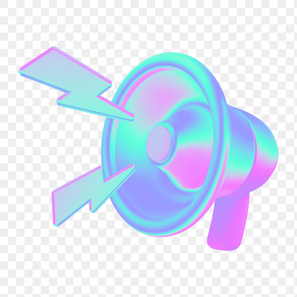 Megaphone png 3D gradient, transparent background