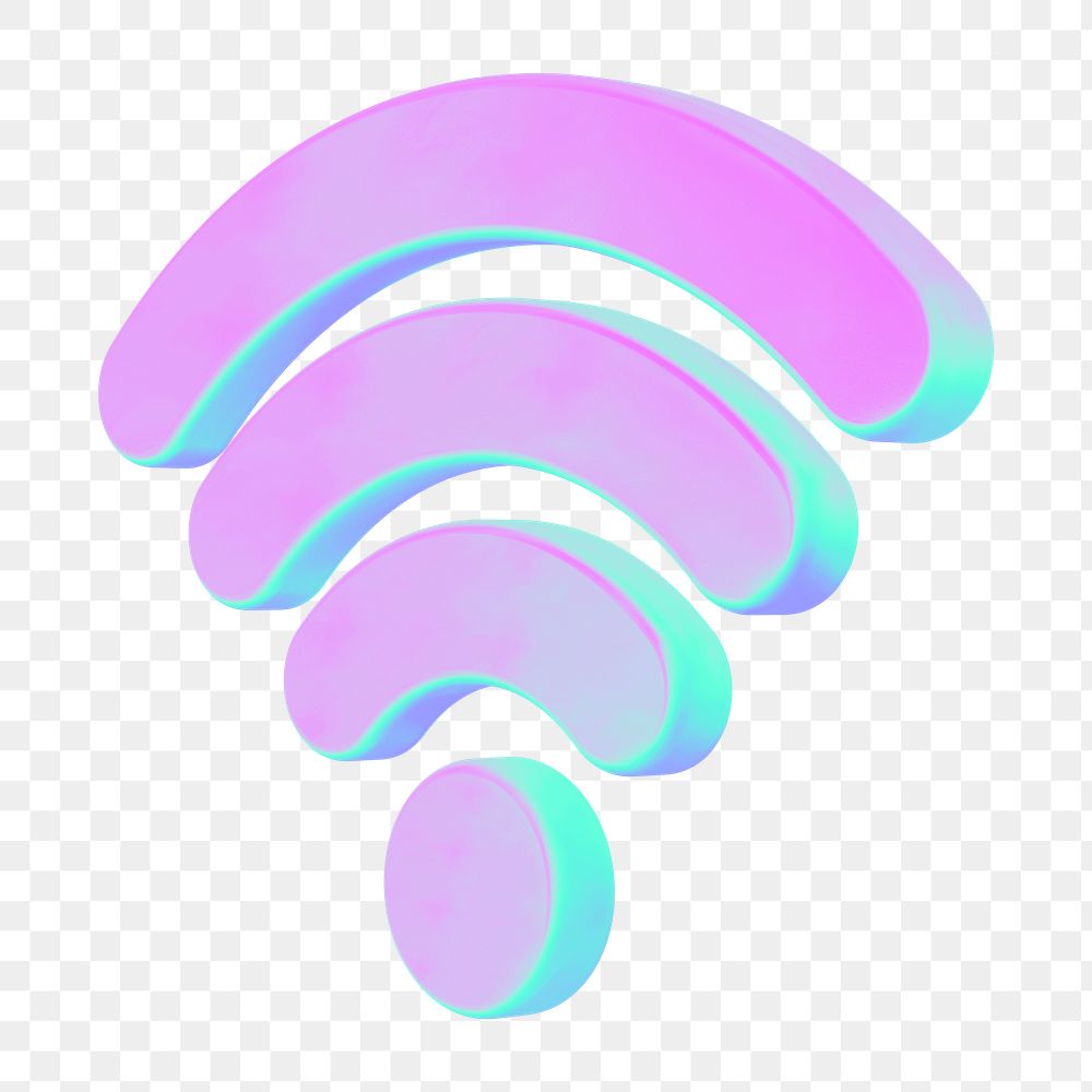 Wifi signal png 3D gradient, transparent background