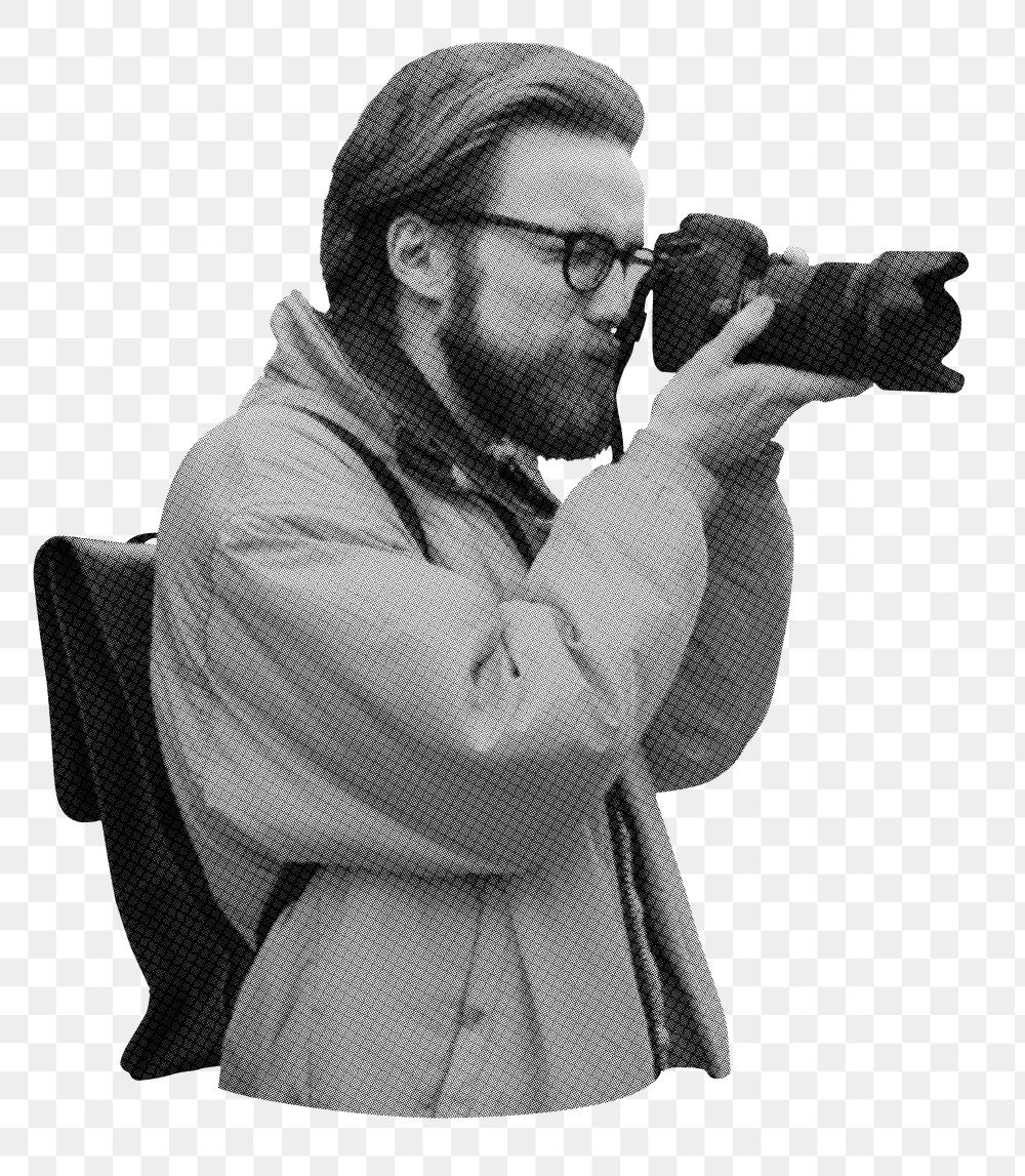 Png photographer taking photo, travel image, transparent background