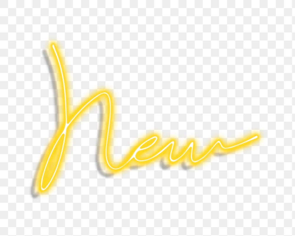 New word png neon yellow, transparent background