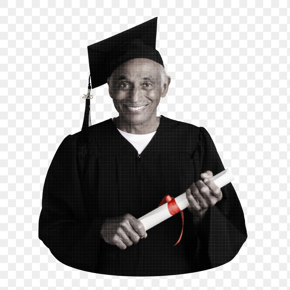 Senior graduate png man, transparent background