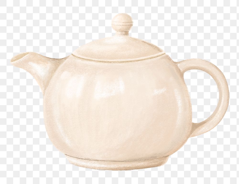 Beige teapot png sticker, transparent background