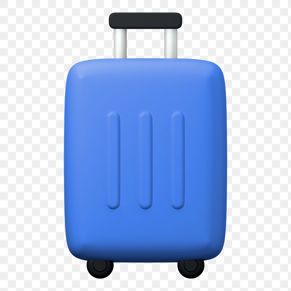 PNG Blue luggage 3D illustration  transparent background