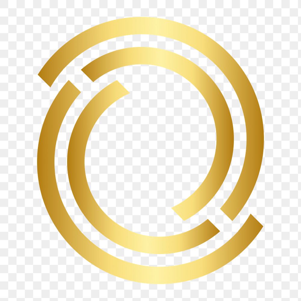 Gold circle logo png element, transparent background
