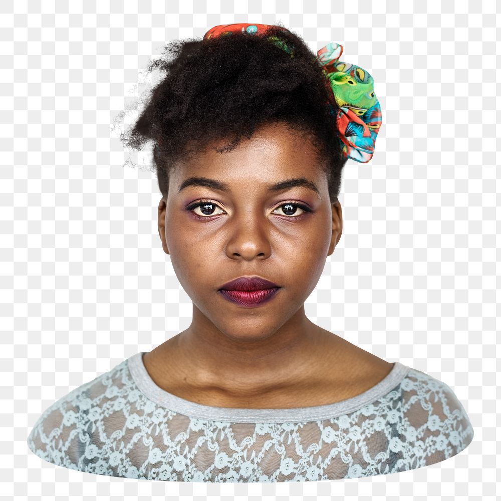 African-American woman portrait png sticker, transparent background