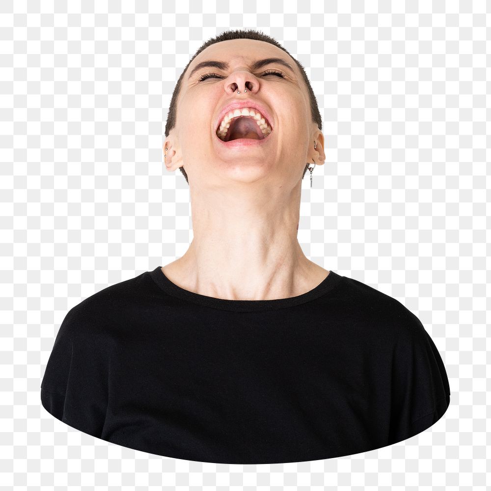 Angry woman png sticker, non-binary person transparent background