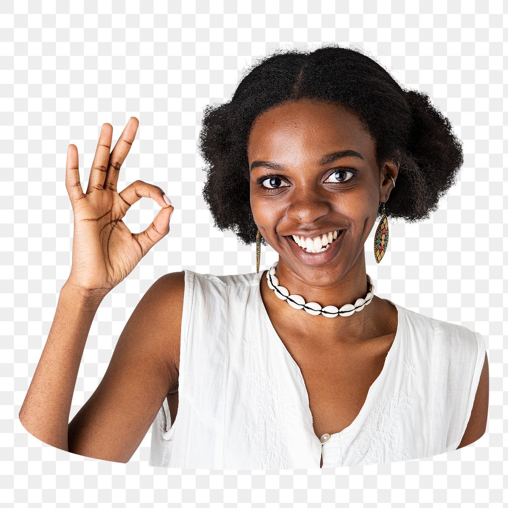 Ok gesture png woman  sticker, transparent background