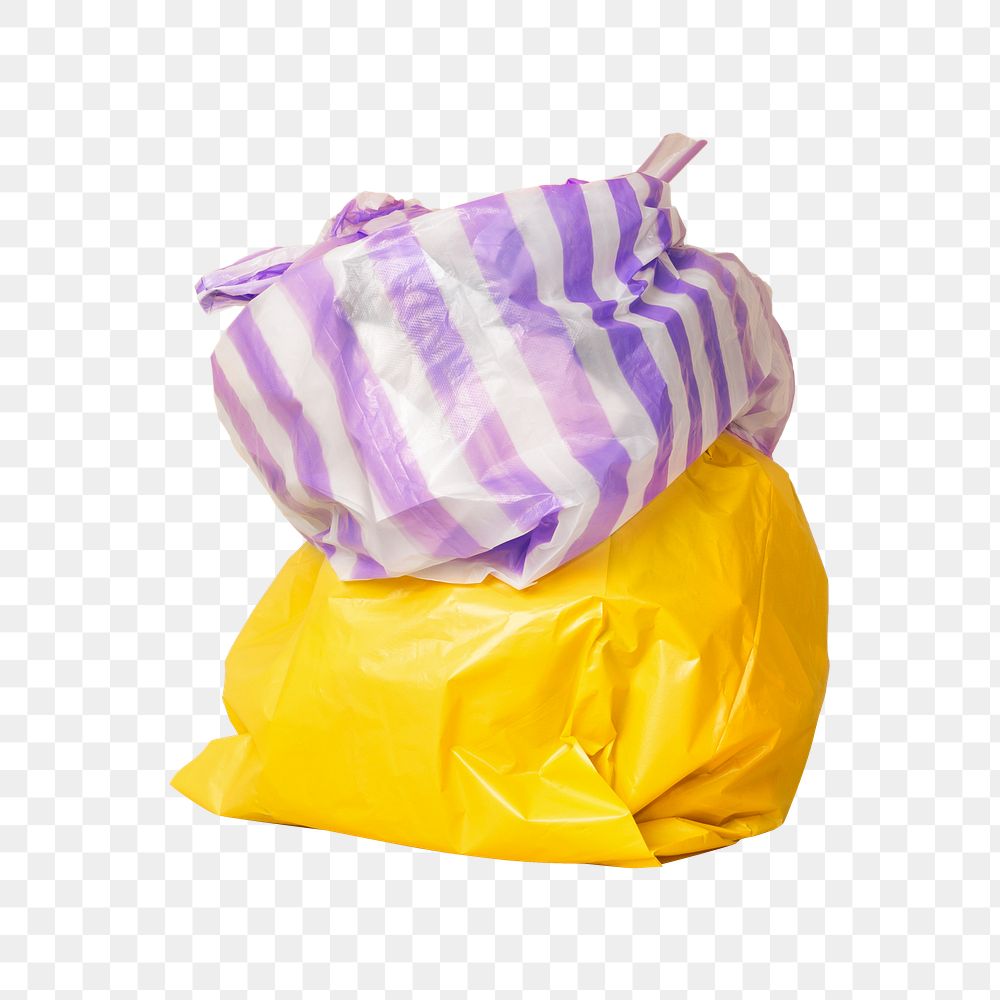 Colorful garbage bags png sticker, transparent background