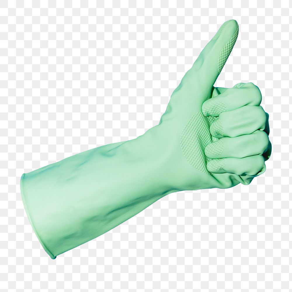 PNG Tattooed hand wearing gloves showing thumbs up gesture, collage element, transparent background