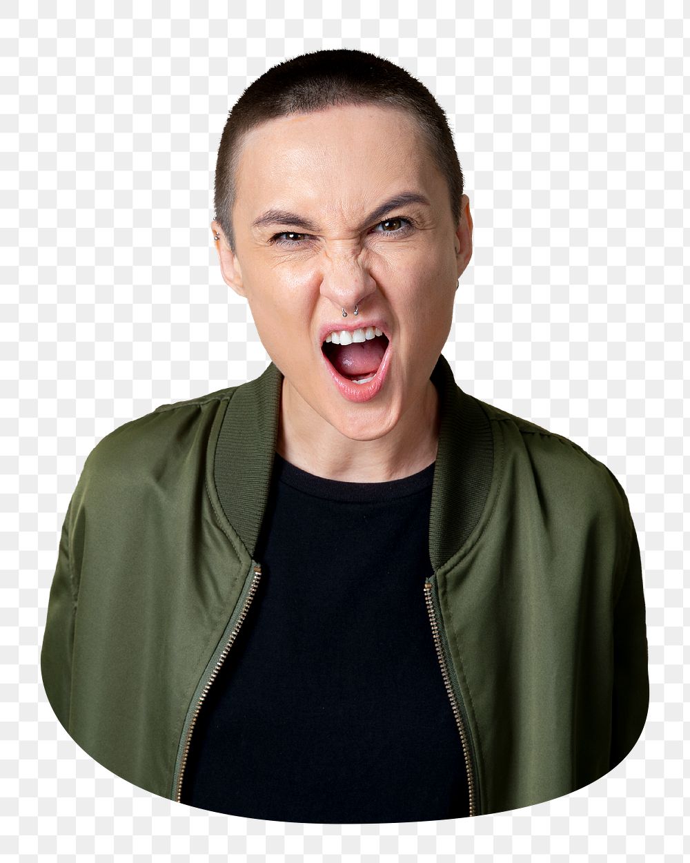 Cool woman png screaming sticker, transparent background
