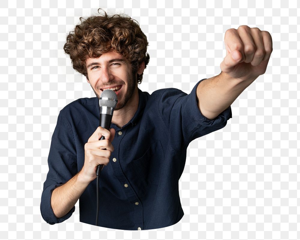 Standup comedy man png, transparent background
